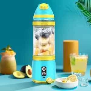 Portable electric juicer cup and fruit blender, 700ml capacity for fresh smoothies and drinks.