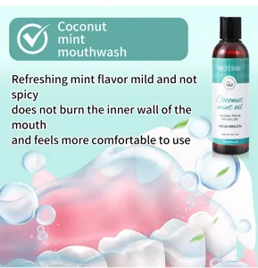 Coconut mint mouthwash 200ml natural oral care refreshing breath mild formula daily hygiene.
