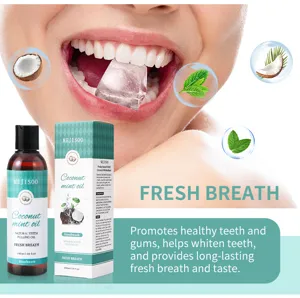 Organic Coconut Mint Mouthwash Natural Teeth Pulling Oil Fresh Breath Care 200ml