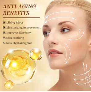 Detail view of anti-aging facial mask showing skin lifting effect and hydrating ingredients.