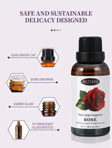 30ml Rose Aromatherapy Essential Oil Plant Extract UV Resistant Glass Bottle Diffuser