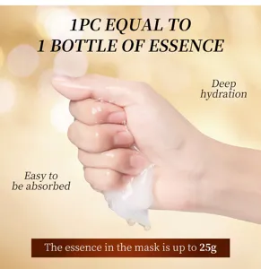 Close up view of facial mask squeezing rich hydrating essence liquid, deep skin moisturization.
