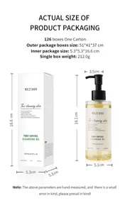 Olio detergente per il viso controllo pori 200ml con scatola e dimensioni dettagliate.