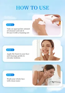 Stapsgewijze handleiding voor tea tree reinigingsmousse, met schuim, massage en afspoelen.