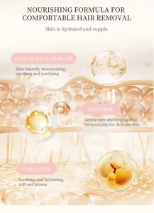 Immagine di dettaglio della crema depilatoria con acido ialuronico e collagene per la pelle.