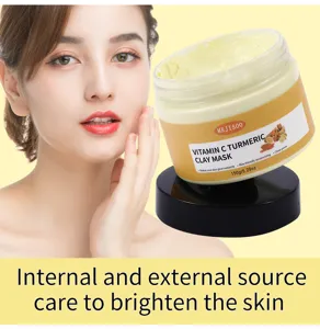 Vitamin C turmeric clay mask detail showcasing smooth texture and brightening skincare formula.