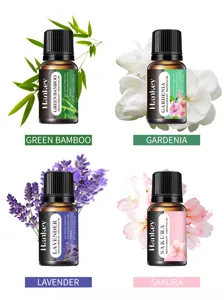 Aromatherapy essential oil set 4 scents green bamboo gardenia lavender sakura 10ml