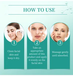 Graphique détaillé d'instruction d'utilisation de crème pour le visage avec guide étape.
