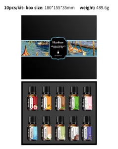 Aromatherapy essential oil set 10pcs gift box with various plant scents for home fragrance.