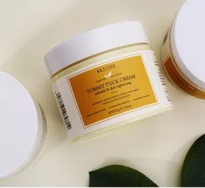 Detailed view of MEJISOO tummy tuck cream jar, 150g body firming and moisturizing cream.
