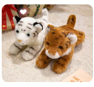 Cute simulated tiger plush toy set, soft stuffed white and brown tiger dolls for kids.