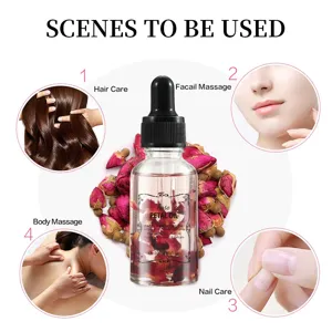 Huile Essentielle de Massage Corporel aux Pétales de Plantes Naturelles Rose Calendula Osmanthus Bleuet Huile de Soin Visage