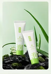 Soothing aloe vera gel detail shot, natural moisturizing facial care skincare product.