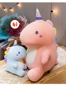 Cute colorful candy dinosaur plush toy set, soft stuffed doll for kids birthday gift.