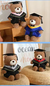 Afstudeer teddybeer pluche speelgoed schattige gevulde dierlijke pop school cadeau decoratie.