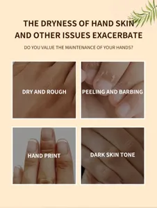 Hand cream detail page showcasing skin dryness and repair benefits for soft and smooth hands.