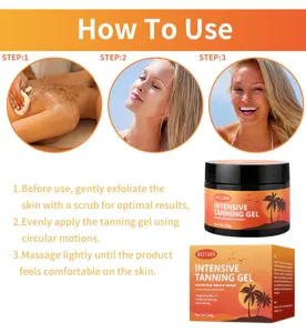 Gel bronzant intensif pour bronzage à la plage, crème autobronzante 140g avec formule hydratante.