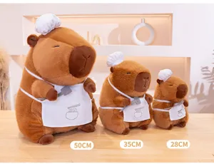 Giant Capybara chef plush toy cute stuffed animal doll soft pillow for kids birthday gift