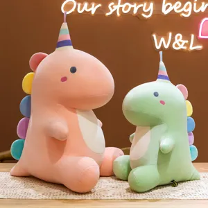 Cute colorful candy dinosaur plush toy sitting doll children hugging sleeping birthday gift