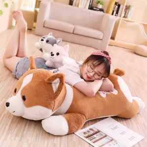Schattig Corgi pluche speelgoed dier kussen, zachte grote hond pop voor meisjes om te slapen.