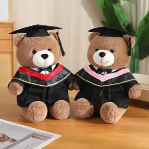 Schattige afstudeer teddybeer pluche speelgoedset, zachte poppencadeau voor studenten.