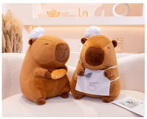 Giant Capybara plush toy cute chef stuffed animal soft doll birthday gift for kids and girls