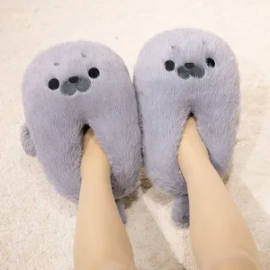 Simpatiche pantofole foca casa interno antiscivolo calde peluche invernali da donna scarpe