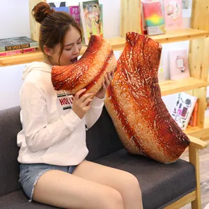 Coussin peluche ventre de porc rigolo, jouet viande realiste, decoration interieure.