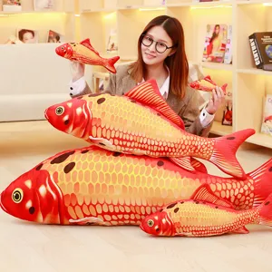 Simulation koi fish plush toy pillow, soft stuffed animal doll home decor gift for kids.