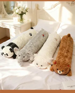 Cute animal long plush body pillow for sleeping, soft panda elephant bear hug pillow toy.