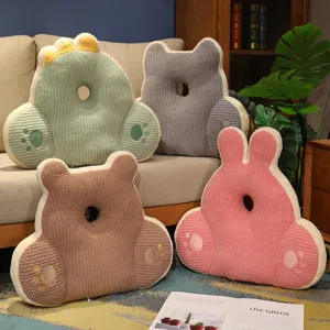 Cute cartoon animal lumbar pillow plush office chair back cushion breathable nap pillow soft
