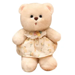 Süßer Plüsch Teddybär mit Blumenkleid,weiche Kuschelpuppe für Kinder und als Geburtstagsgeschenk.