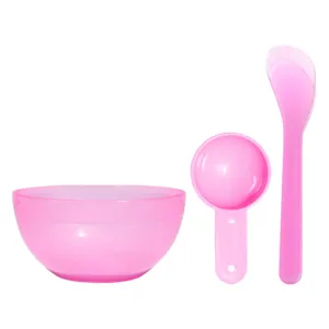 Ensemble Bol De Mélange Pour Masque Facial En Silicone Avec Spatule Et Pinceau Kit D'Outils De Agitation De Masque Rose Pour Soins De La Peau Beauté