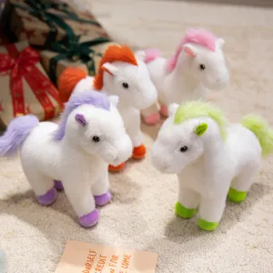Leuke pluche pony speelgoed kleurrijke gevulde paard pop kinderen spelen kussen cadeau