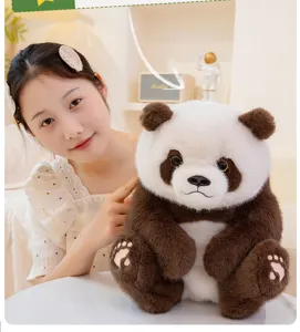 Süßes braunes Panda Plüschtier, weiches Kuscheltier Puppe, simulierte sitzende Riesenpanda Geschenk.