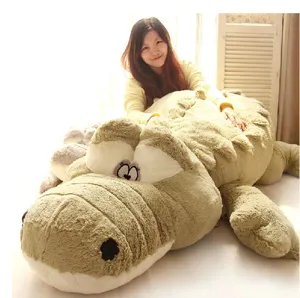 Giant plush crocodile stuffed animal toy, soft cute hugging pillow and floor mat for kids.