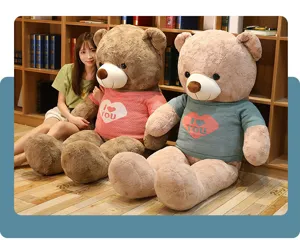 Large sweater teddy bear plush toy, cute big bear doll for girl gift and bedroom companion.