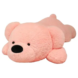 Grand ours en peluche rose jouet, adorable oreiller de calin doux pour le lit de fille.