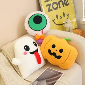 Cuscino in peluche di Halloween, simpatico fantasma zucca bulbo oculare morbido giocattolo bambola.