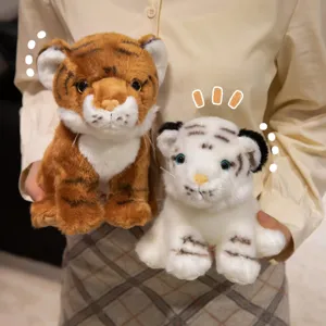 Realistic Tiger Plush Toy Simulation Wildlife White Brown Stuffed Animal Toy Kids Soft Companion Doll Gift