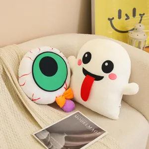 Halloween simpatico fantasma e bulbo oculare cuscino di peluche, morbido per decoro.