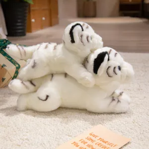 Cute simulation white tiger plush toy set, soft stuffed animal doll for kids and gifts.