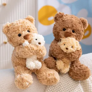 Schattige pluche moeder en baby beren knuffelset, zachte metgezel voor slapende kinderen.