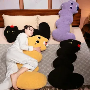 Cuscino Lungo Gatto Nuvola Cartoon Peluche Morbido Cuscino Testata Letto Simpatico Cuscino Corpo Animale per Letto Camera da Letto Arredamento