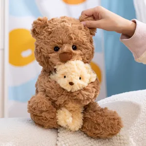 Schattige moeder en kind teddybeer pluche knuffel zachte omhelzing metgezellin pop voor kinderen.