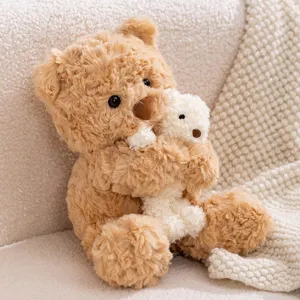 Leuke moeder en kind teddybeer pluche speelgoed zachte knuffelmaatje voor kinderen slapen