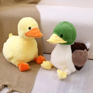 Simpatico Giocattolo di Peluche di Anatra Gialla di Simulazione Bambola di Stoffa per Bambini Cuscino Compagno Regalo di Compleanno per Bambini