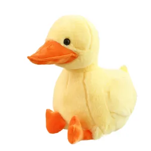 Simpatico anatroccolo giallo peluche morbido animale imbottito bambola regalo vista principale
