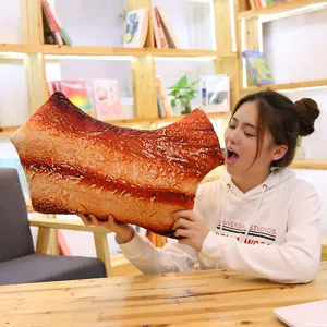 Vue détaillée du drôle de coussin en peluche de ventre de porc de simulation, décoration de pièce.