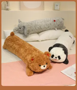 Cute long plush body pillow featuring cute animal designs like panda, elephant, and bear for sleep.